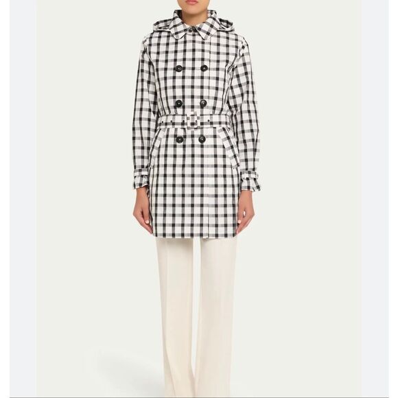 Jane Post Jackets & Blazers - Jane Post $495 Vichy Check Double Breasted Trench Coat Women’s Medium NEW